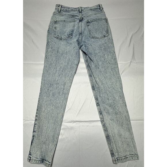 We The Free Blue Acid Wash Distressed High Rise Button Fly Skinny Jeans - Sz 26 - Picture 2 of 6